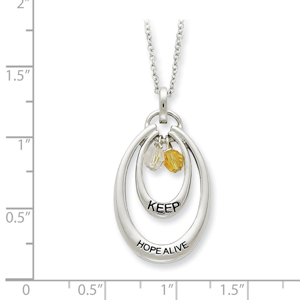 Alternate view of the Sterling Silver & CZ, Keep Hope Alive Double Oval Necklace, 18 Inch by The Black Bow Jewelry Co.