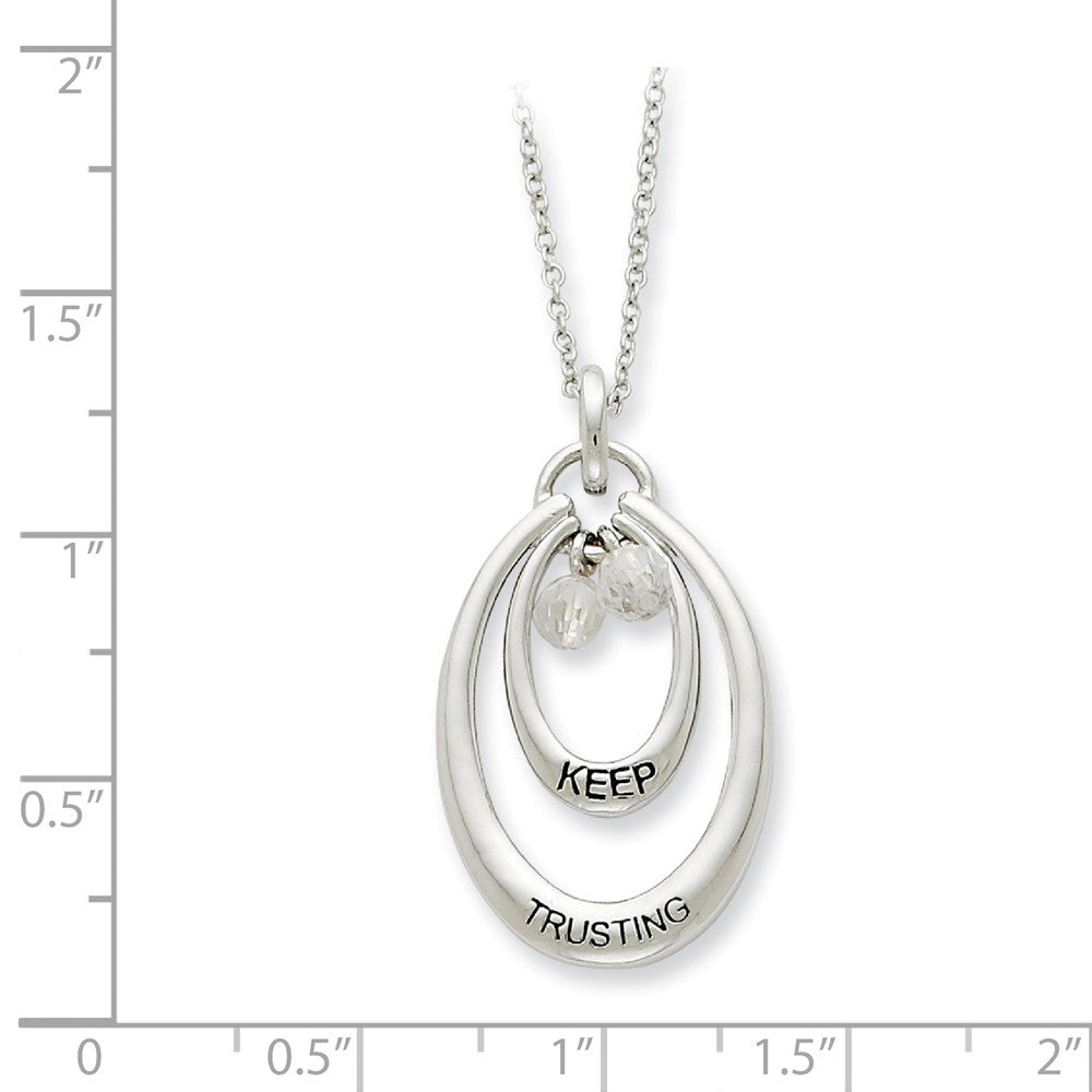 Alternate view of the Sterling Silver & CZ, Keep Trusting Double Oval Necklace, 18 Inch by The Black Bow Jewelry Co.