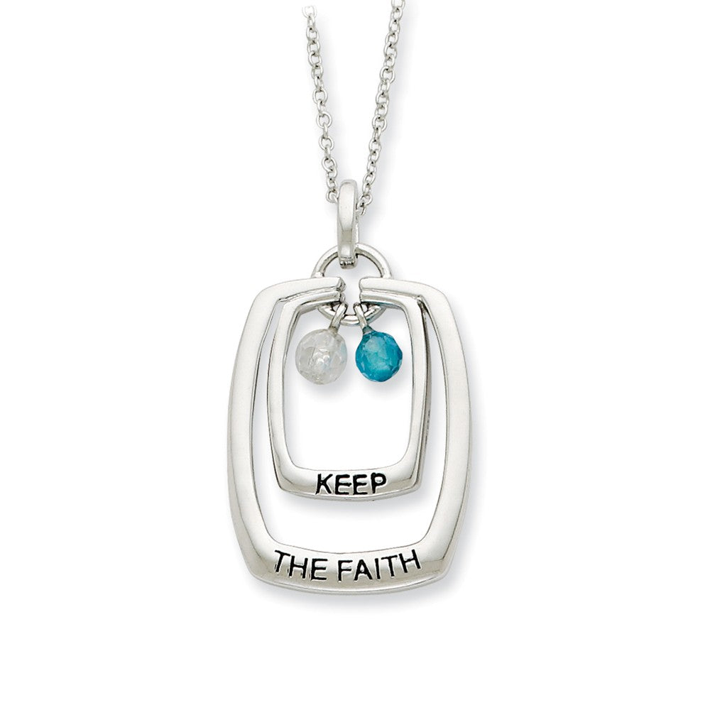 Keep the Faith, Rectangle Necklace with Cubic Zirconia in Silver, Item N8945 by The Black Bow Jewelry Co.