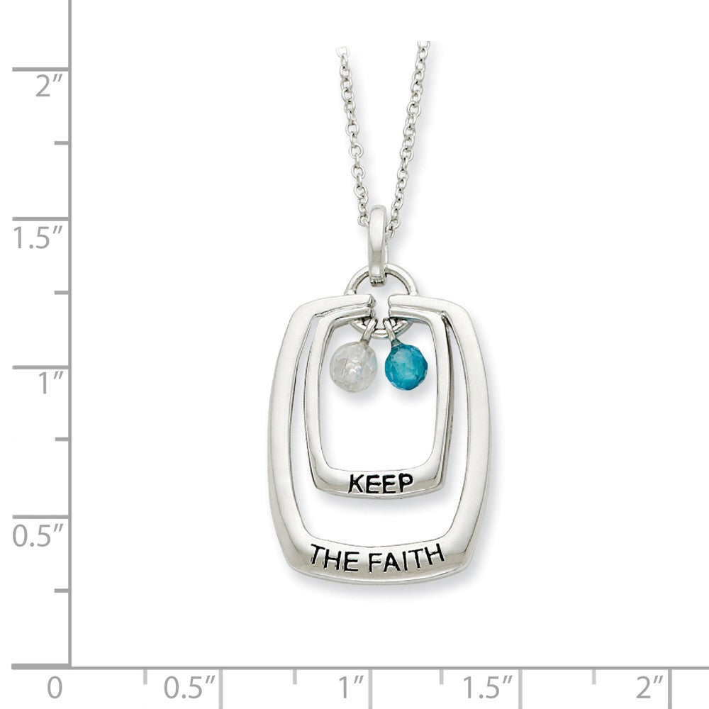 Alternate view of the Keep the Faith, Rectangle Necklace with Cubic Zirconia in Silver by The Black Bow Jewelry Co.