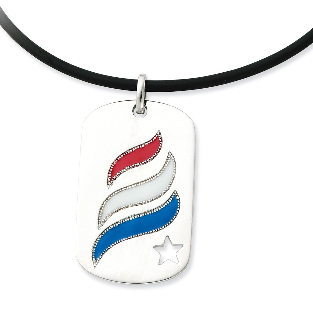 Sterling Silver & Enamel Embrace Hope Dog Tag Necklace, 22 Inch, Item N8949 by The Black Bow Jewelry Co.