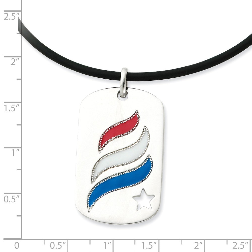 Alternate view of the Sterling Silver & Enamel Embrace Hope Dog Tag Necklace, 22 Inch by The Black Bow Jewelry Co.