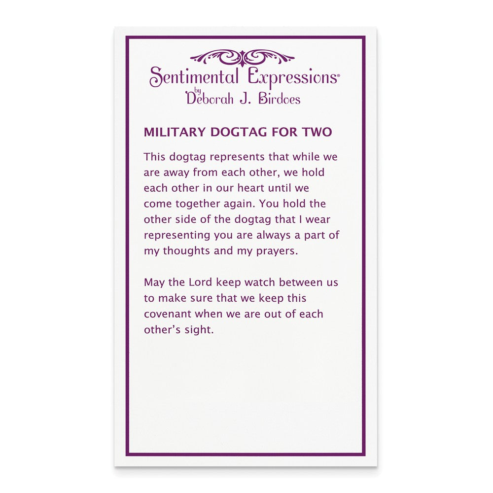 Alternate view of the Rhodium Plated Sterling Silver Military Mizpah Dog Tag for 2 Necklace by The Black Bow Jewelry Co.