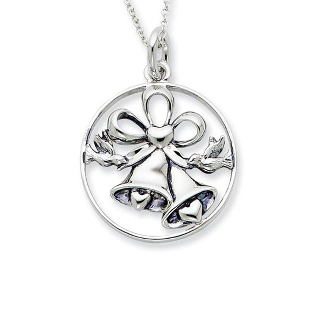 Rhodium Plated Sterling Silver Wedding Day Bliss Necklace, 18 Inch, Item N8961 by The Black Bow Jewelry Co.