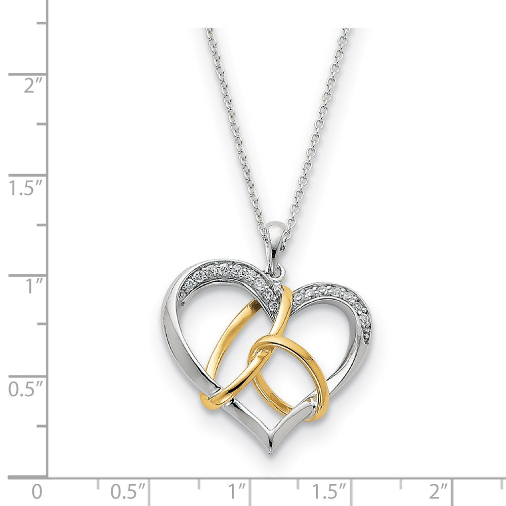 Alternate view of the Rhodium & Gold Tone Plated Sterling & CZ To Have & To Hold Necklace by The Black Bow Jewelry Co.