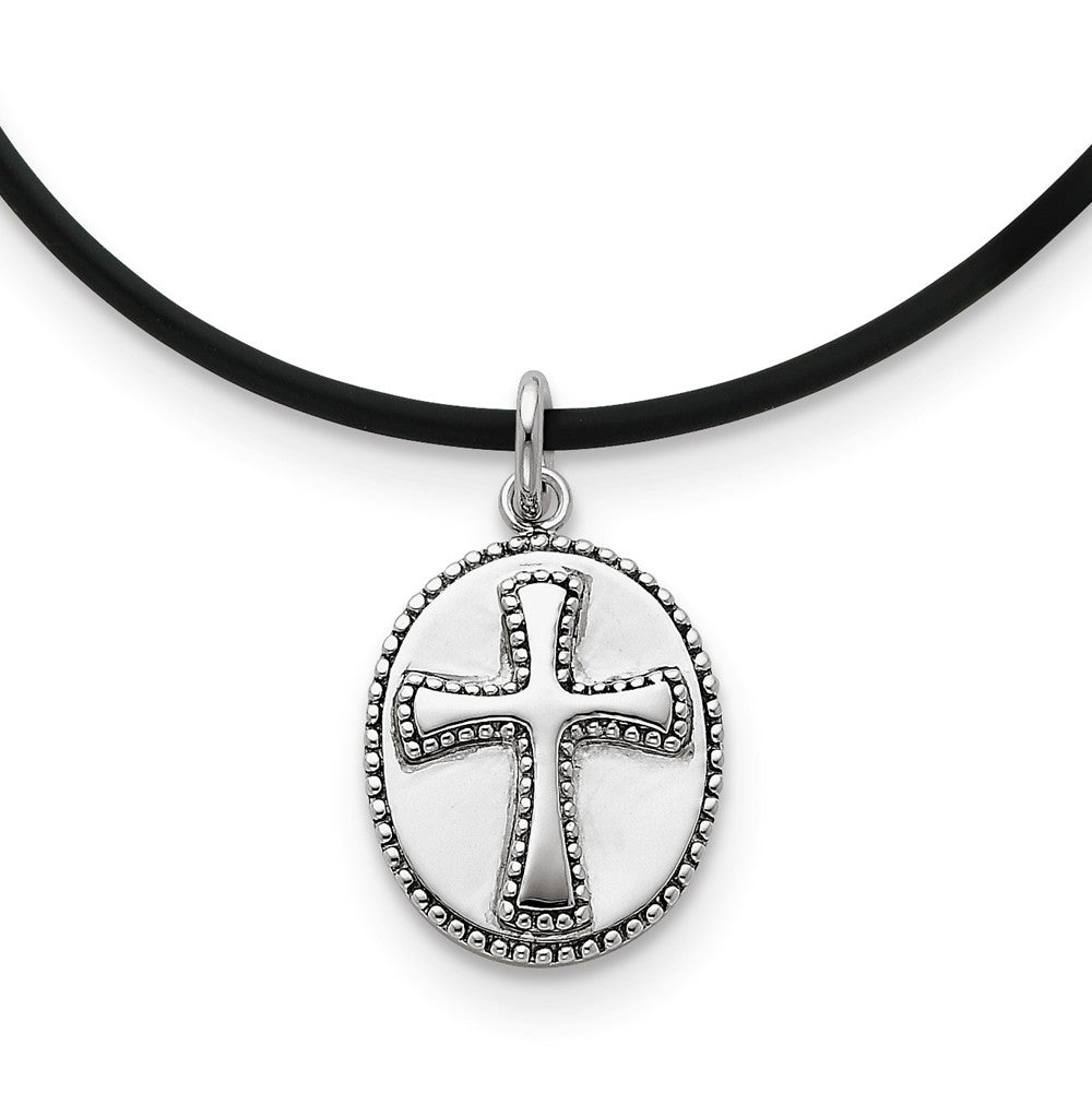 Boldness, Milgrain Cross Necklace in Sterling Silver, Item N8972 by The Black Bow Jewelry Co.