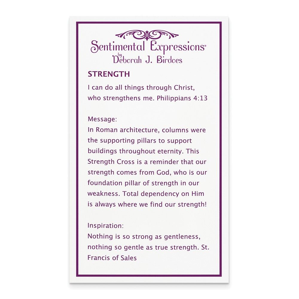 Alternate view of the Rhodium Plated Sterling Silver Strength Pillar Cross Necklace, 18 Inch by The Black Bow Jewelry Co.
