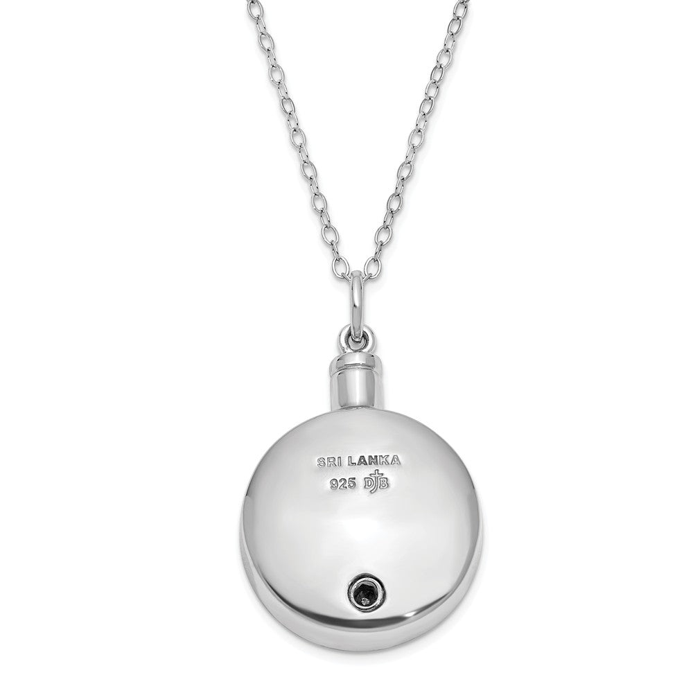 Alternate view of the Rhodium Plated Sterling Silver Paw Print Ash Holder Necklace, 18 Inch by The Black Bow Jewelry Co.