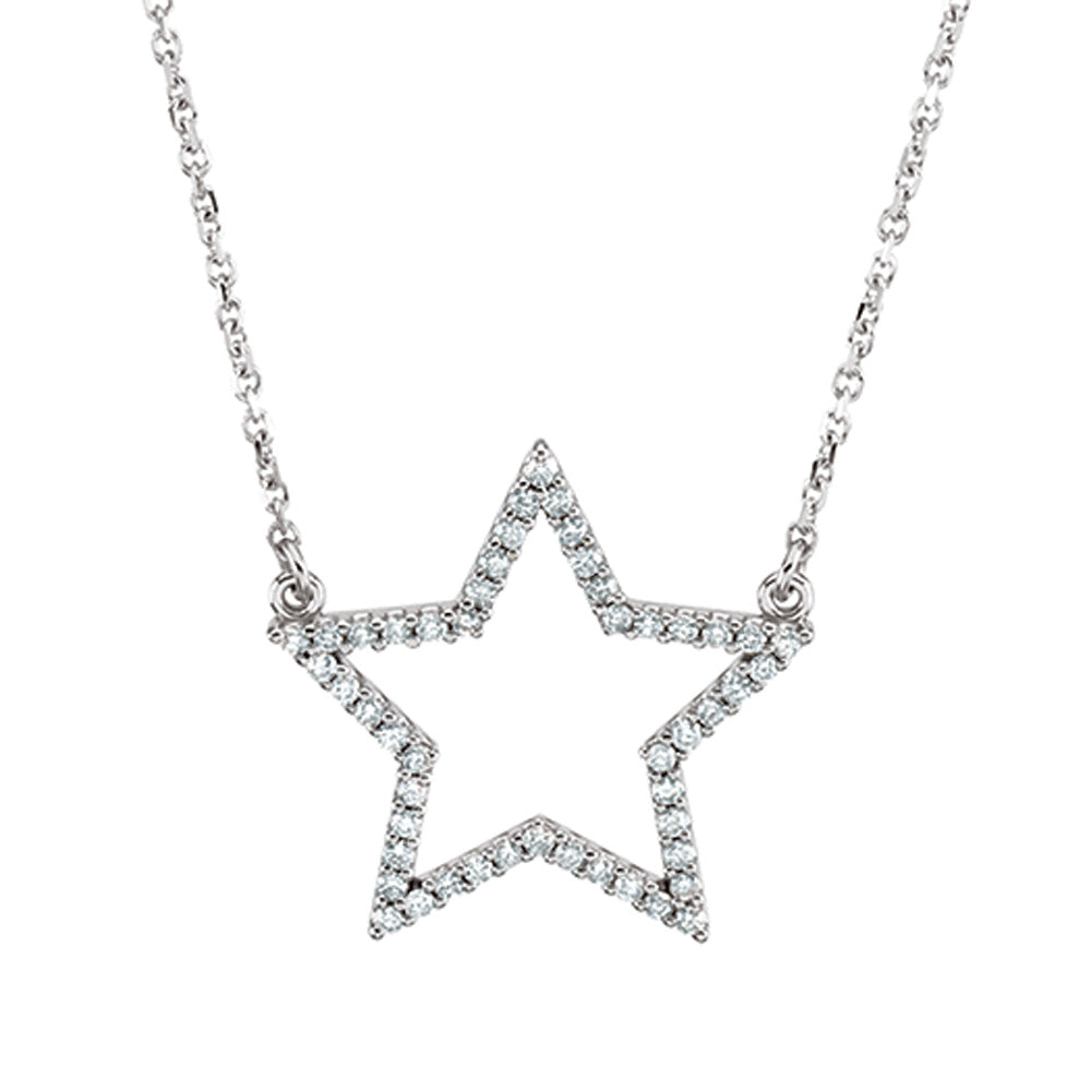 1/4 cttw Diamond Star Necklace in 14k White Gold, Item N9135 by The Black Bow Jewelry Co.