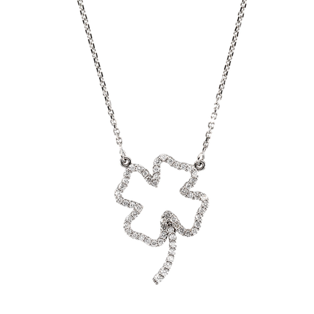 1/3 cttw Diamond Clover Necklace in 14k White Gold, Item N9140 by The Black Bow Jewelry Co.