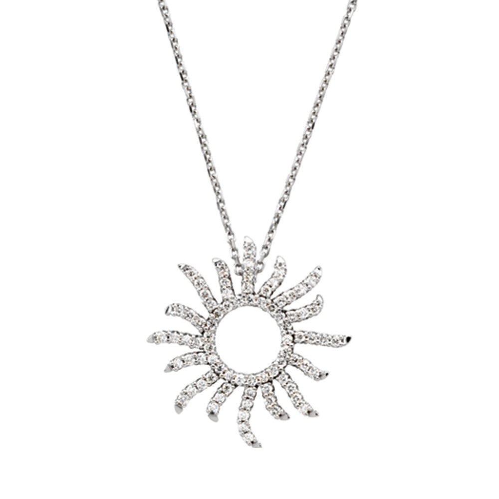 3/8 cttw Diamond Sun Necklace in 14k White Gold, Item N9141 by The Black Bow Jewelry Co.