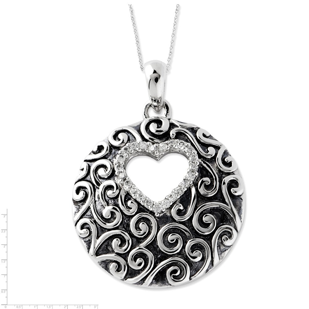 Alternate view of the Rhodium Plated Sterling & CZ The Heart of A Family Necklace, 18 Inch by The Black Bow Jewelry Co.