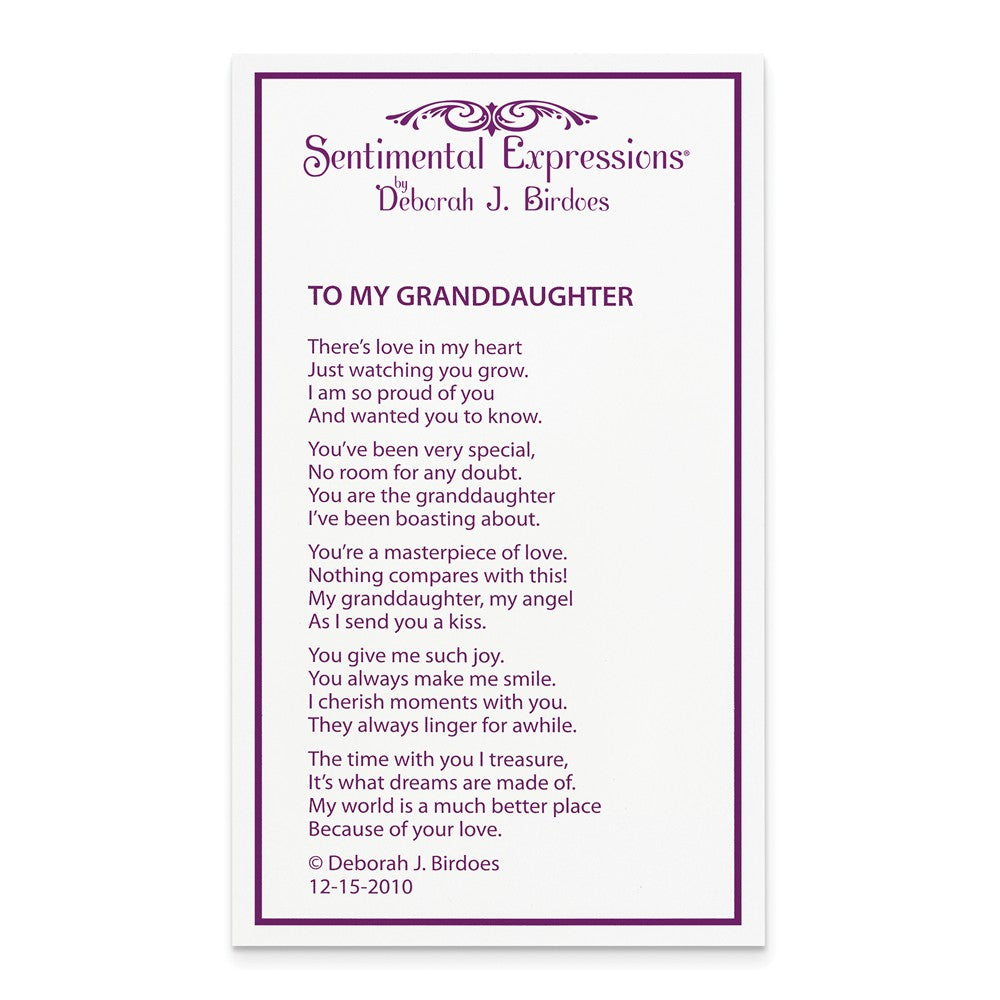 Alternate view of the Rhodium Plated Sterling Silver & CZ My Granddaughter Necklace, 18 Inch by The Black Bow Jewelry Co.