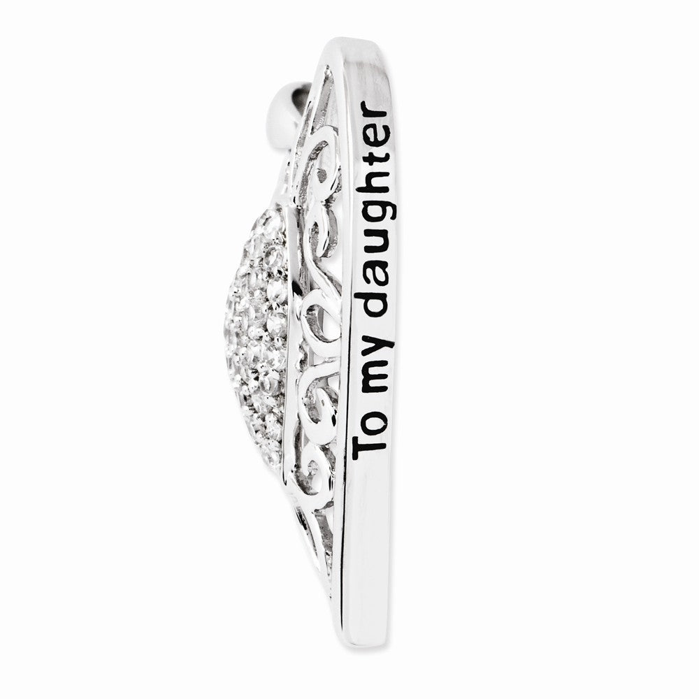 Alternate view of the Rhodium Plated Sterling Silver & CZ To My Daughter Necklace, 18 Inch by The Black Bow Jewelry Co.