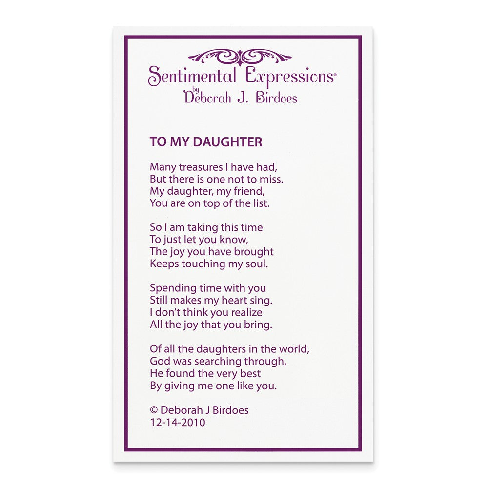 Alternate view of the Rhodium Plated Sterling Silver & CZ To My Daughter Necklace, 18 Inch by The Black Bow Jewelry Co.