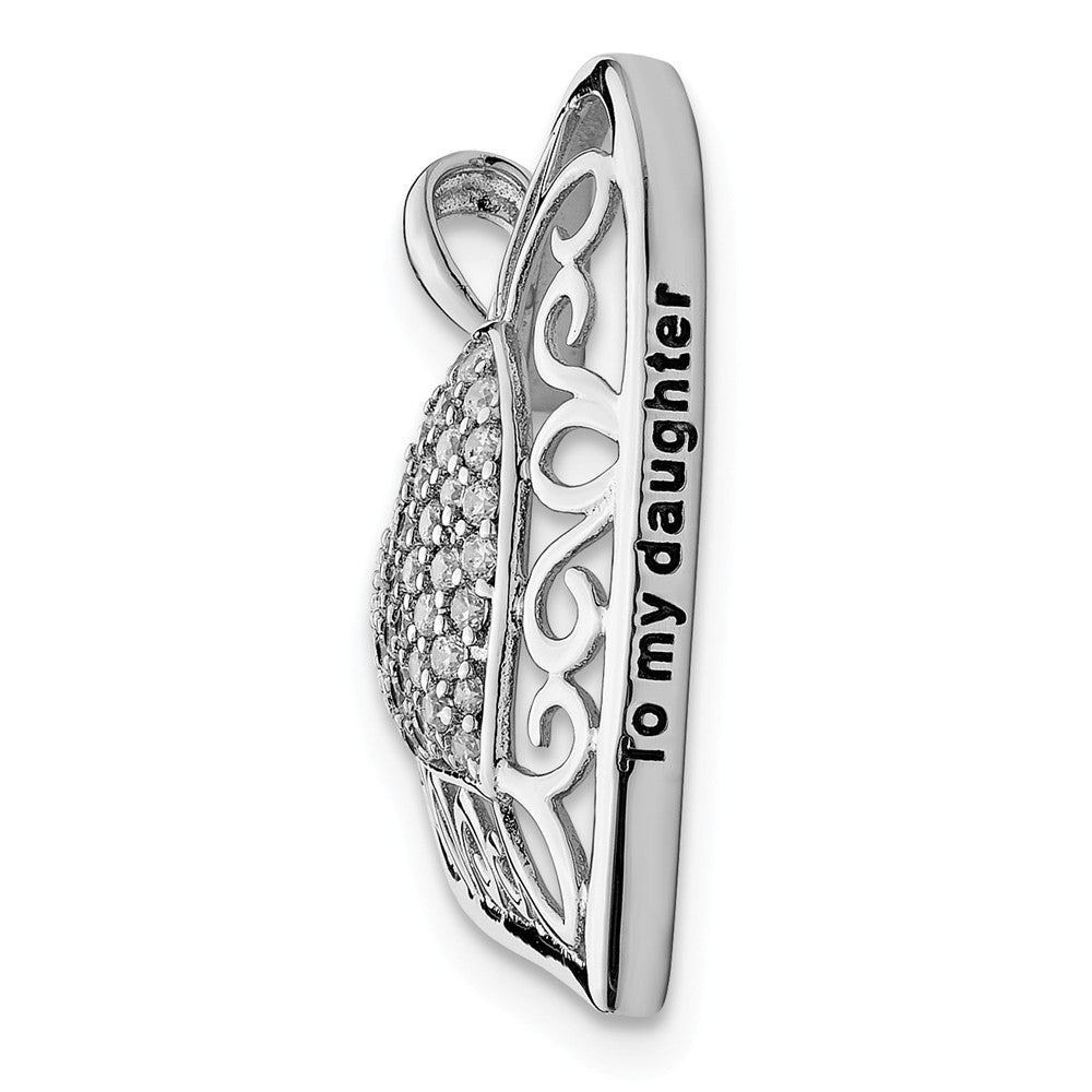Alternate view of the Rhodium Plated Sterling Silver & CZ To My Daughter Necklace, 18 Inch by The Black Bow Jewelry Co.