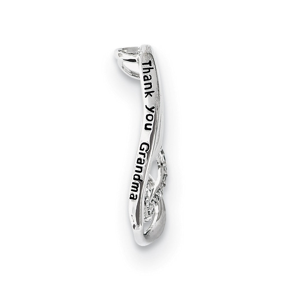 Alternate view of the Rhodium Plated Sterling Silver & CZ Thank You Grandma Necklace, 18 In. by The Black Bow Jewelry Co.