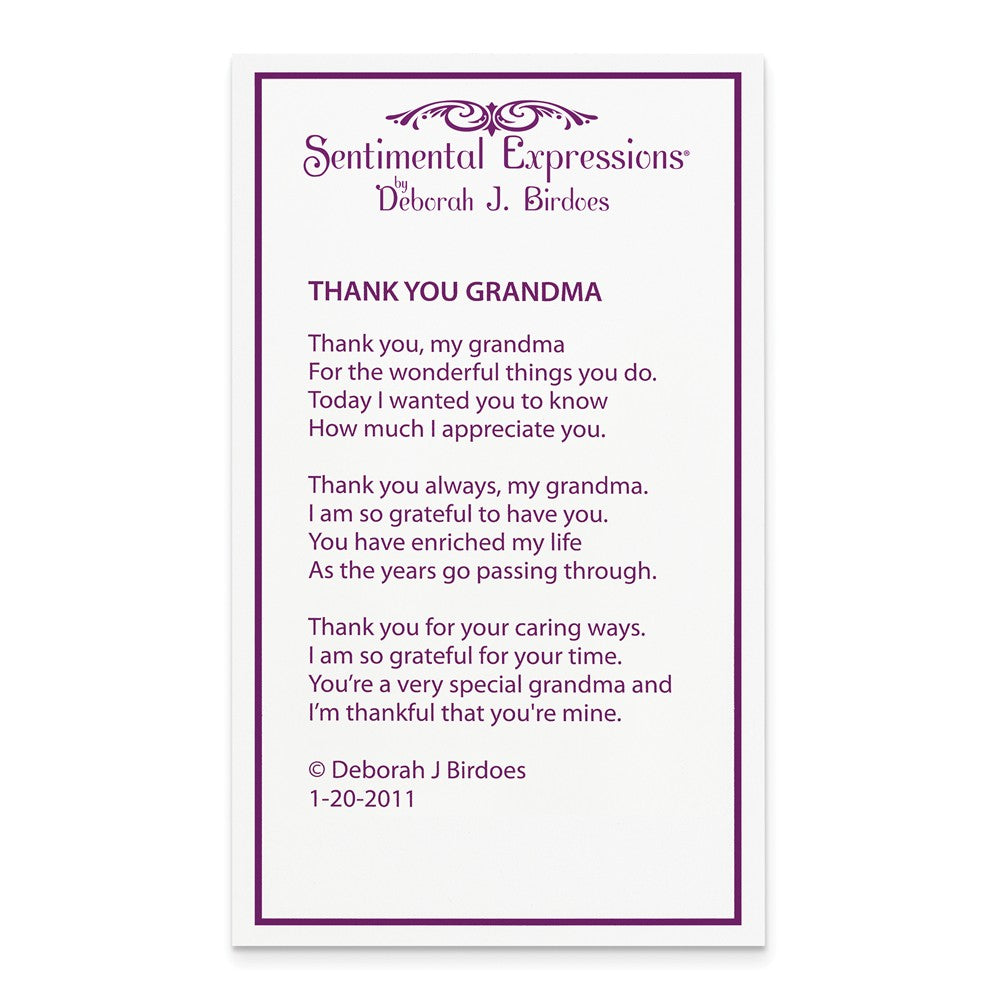 Alternate view of the Rhodium Plated Sterling Silver & CZ Thank You Grandma Necklace, 18 In. by The Black Bow Jewelry Co.