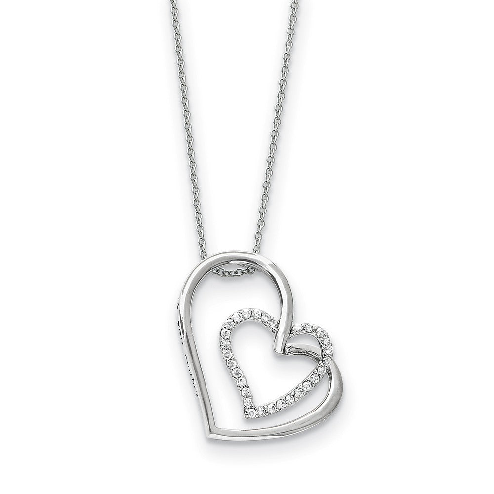 Rhodium Plated Sterling Silver & CZ Thank You Mother Necklace, 18 Inch, Item N9333 by The Black Bow Jewelry Co.
