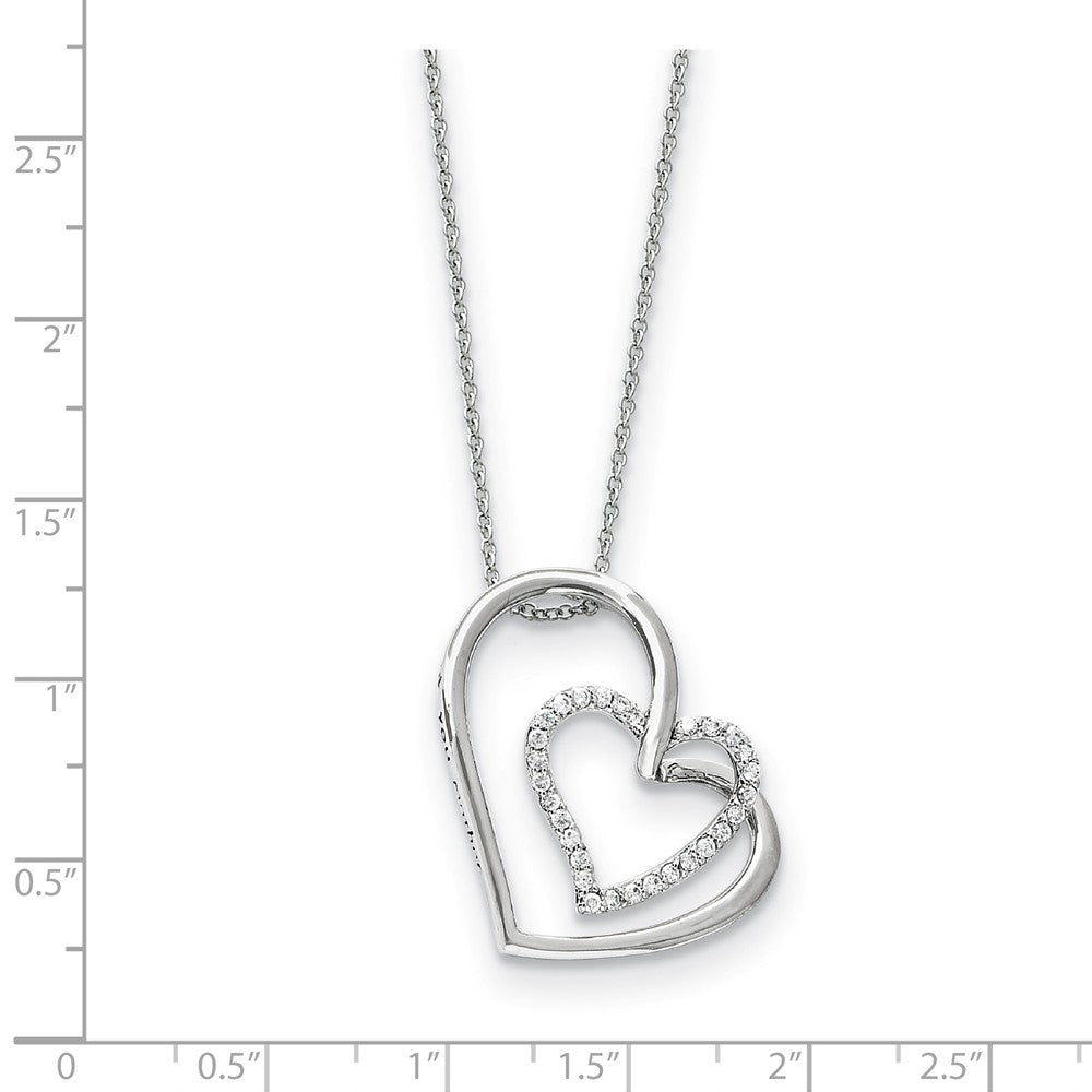 Alternate view of the Rhodium Plated Sterling Silver & CZ Thank You Mother Necklace, 18 Inch by The Black Bow Jewelry Co.