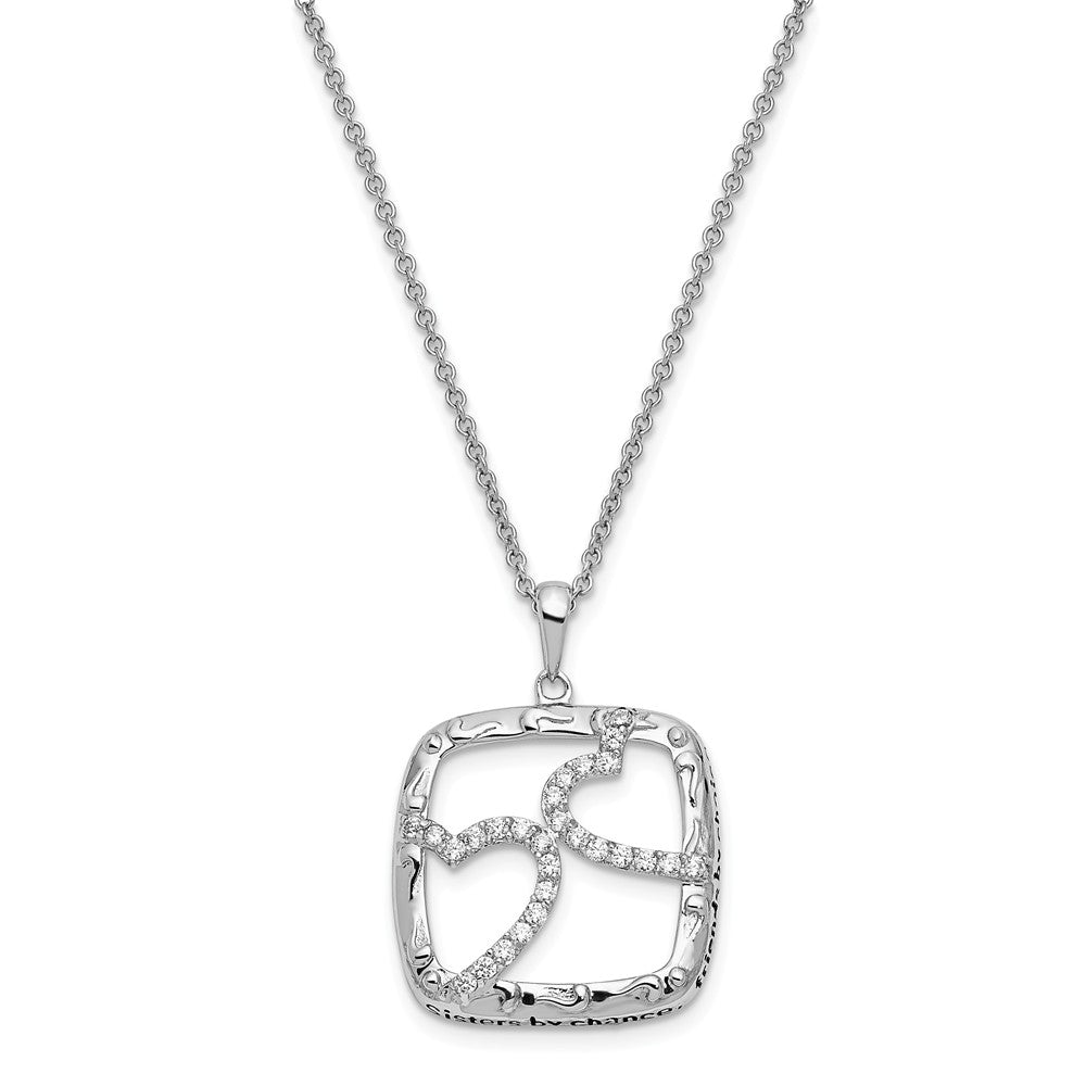Rhodium Plated Sterling Silver & CZ Sisters By Chance Necklace, 18 In., Item N9334 by The Black Bow Jewelry Co.