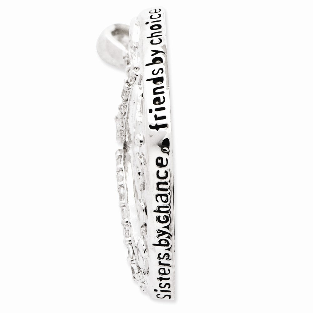 Alternate view of the Rhodium Plated Sterling Silver & CZ Sisters By Chance Necklace, 18 In. by The Black Bow Jewelry Co.