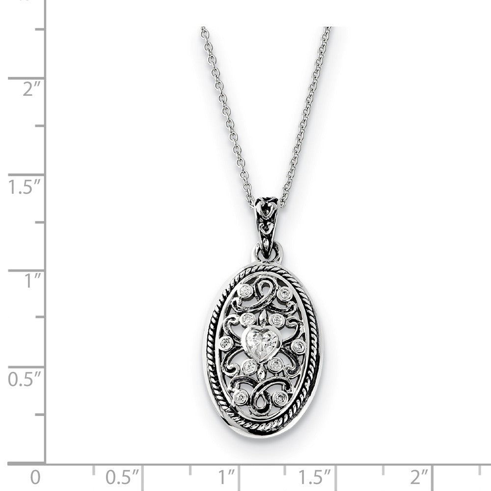 Alternate view of the Rhodium Plated Sterling Silver & CZ Because of You Necklace, 18 Inch by The Black Bow Jewelry Co.