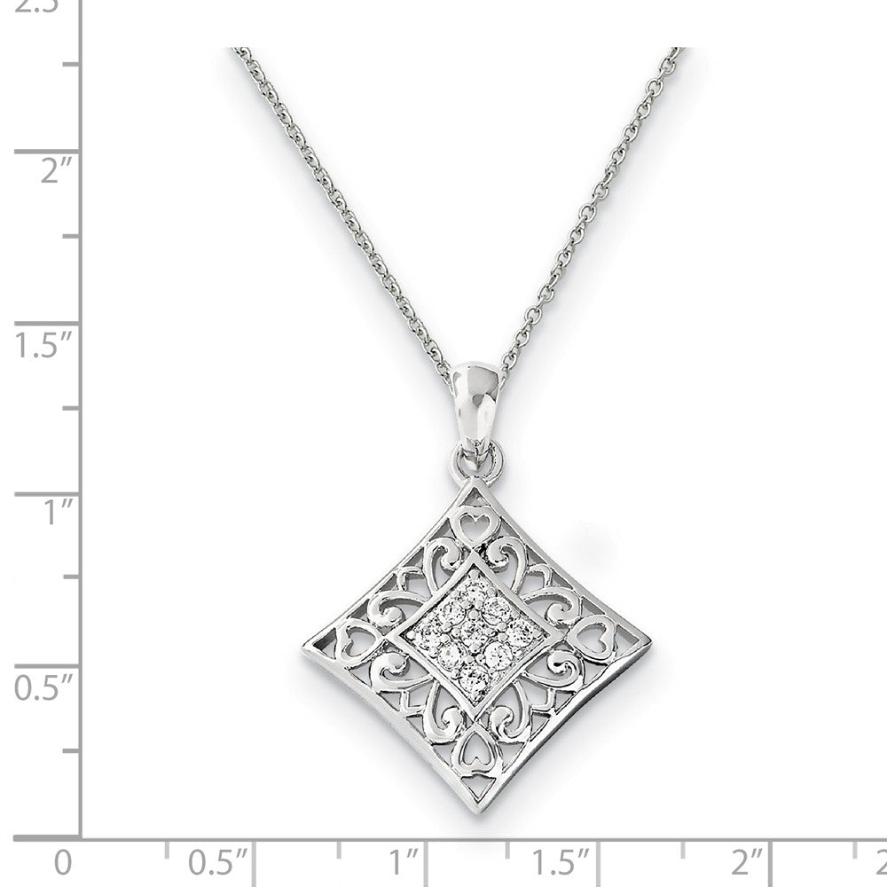 Alternate view of the Rhodium Plated Sterling Silver & CZ I Love You All Year Long Necklace by The Black Bow Jewelry Co.