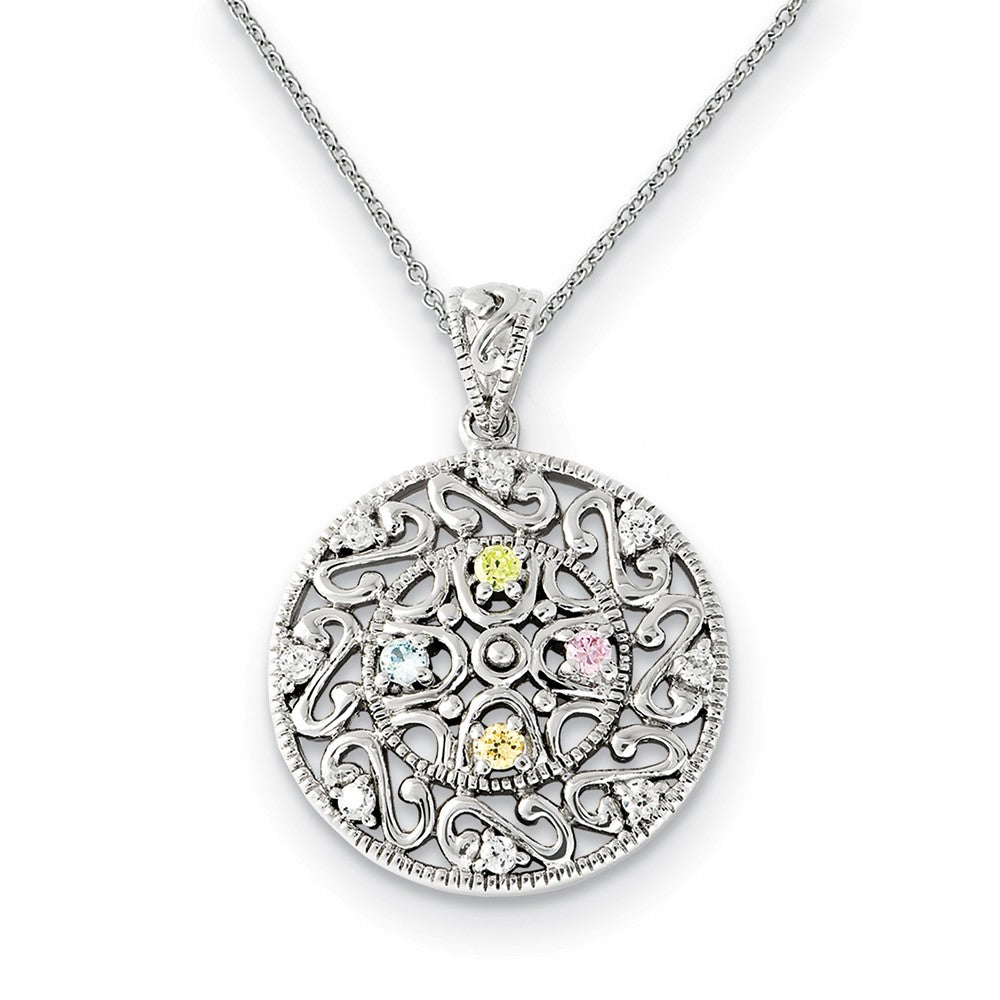 Rhodium Plated Sterling Silver & CZ Bliss Necklace, 18 Inch, Item N9367 by The Black Bow Jewelry Co.