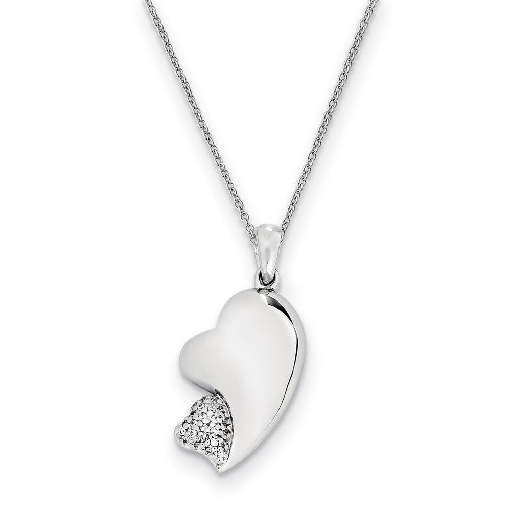 Rhodium Plated Sterling Silver & CZ My Beloved Friend Heart Necklace, Item N9371 by The Black Bow Jewelry Co.