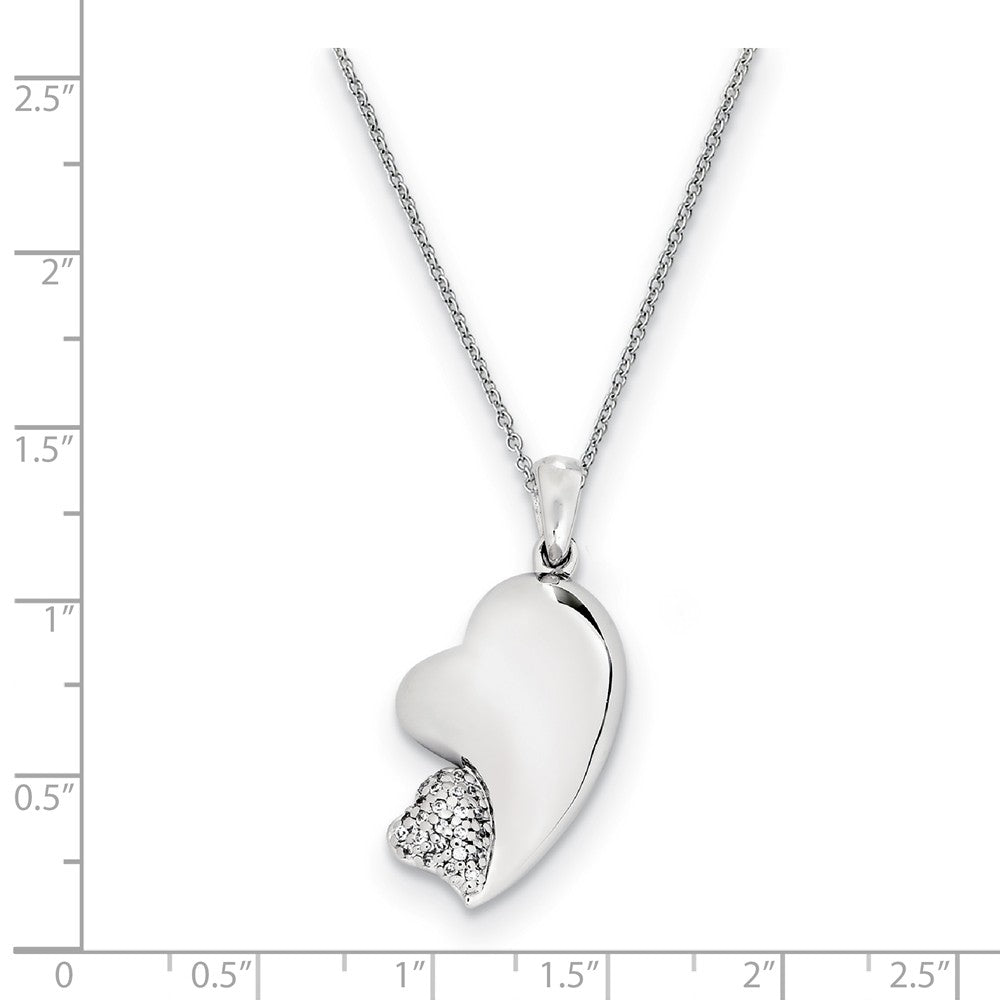 Alternate view of the Rhodium Plated Sterling Silver & CZ My Beloved Friend Heart Necklace by The Black Bow Jewelry Co.