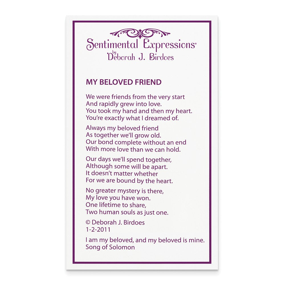 Alternate view of the Rhodium Plated Sterling Silver & CZ My Beloved Friend Heart Necklace by The Black Bow Jewelry Co.