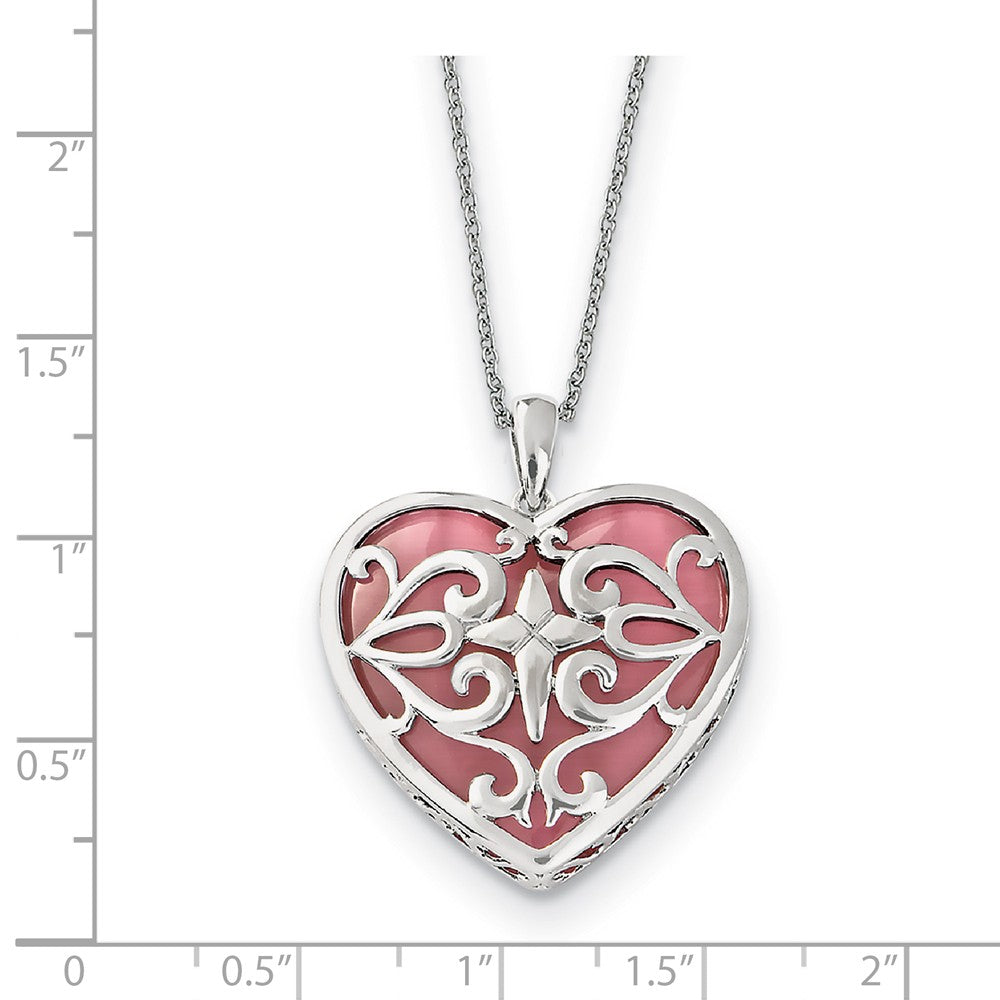 Alternate view of the Rhodium Plated Sterling Silver Heart Acceptance Necklace, 18 Inch by The Black Bow Jewelry Co.