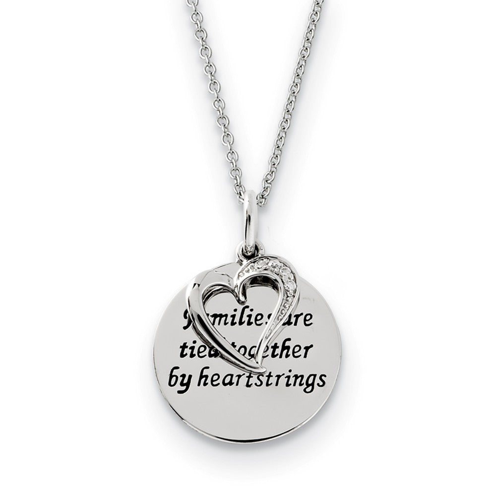 Rhodium Sterling Silver & CZ Families Are Tied Together Heart Necklace, Item N9402 by The Black Bow Jewelry Co.