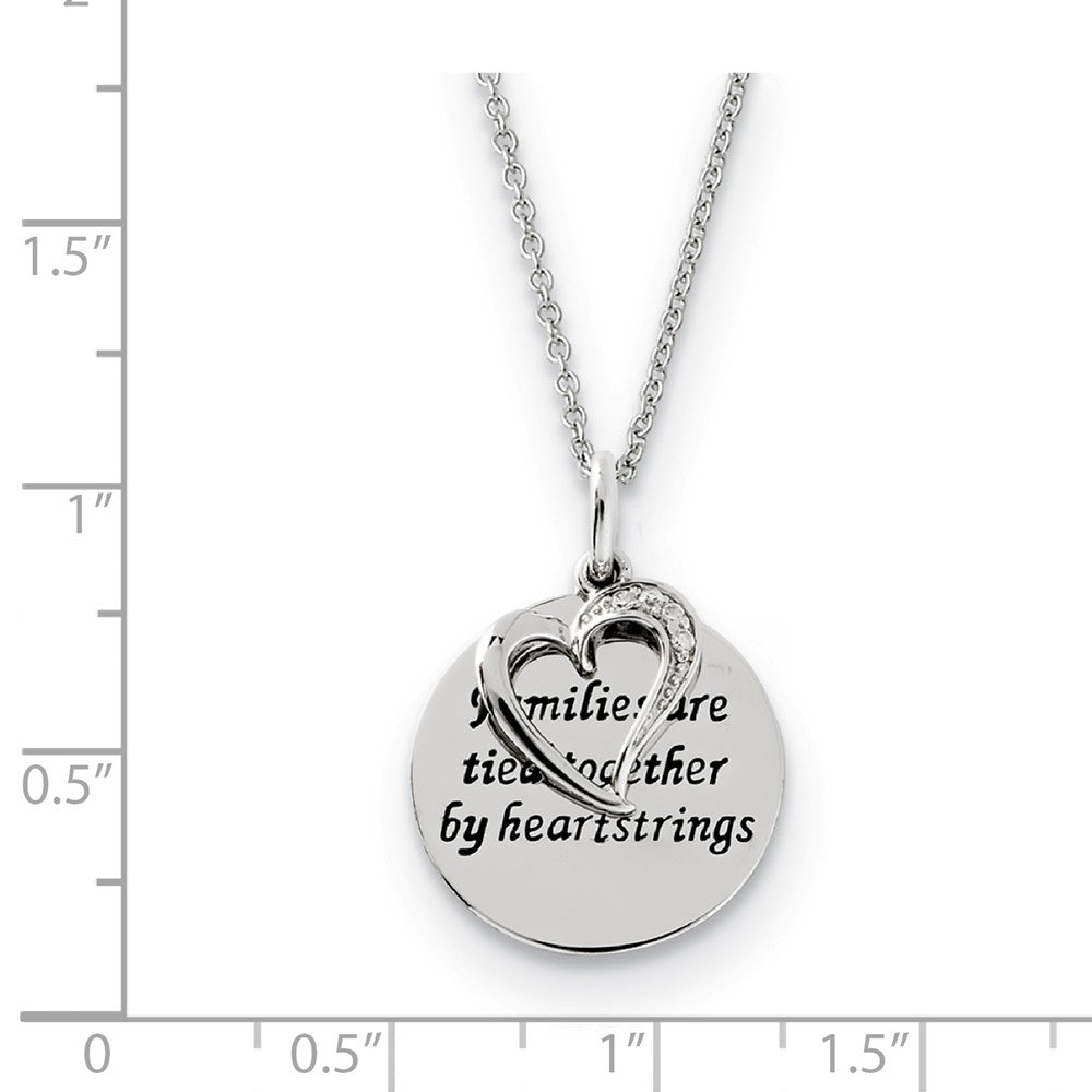 Alternate view of the Rhodium Sterling Silver & CZ Families Are Tied Together Heart Necklace by The Black Bow Jewelry Co.