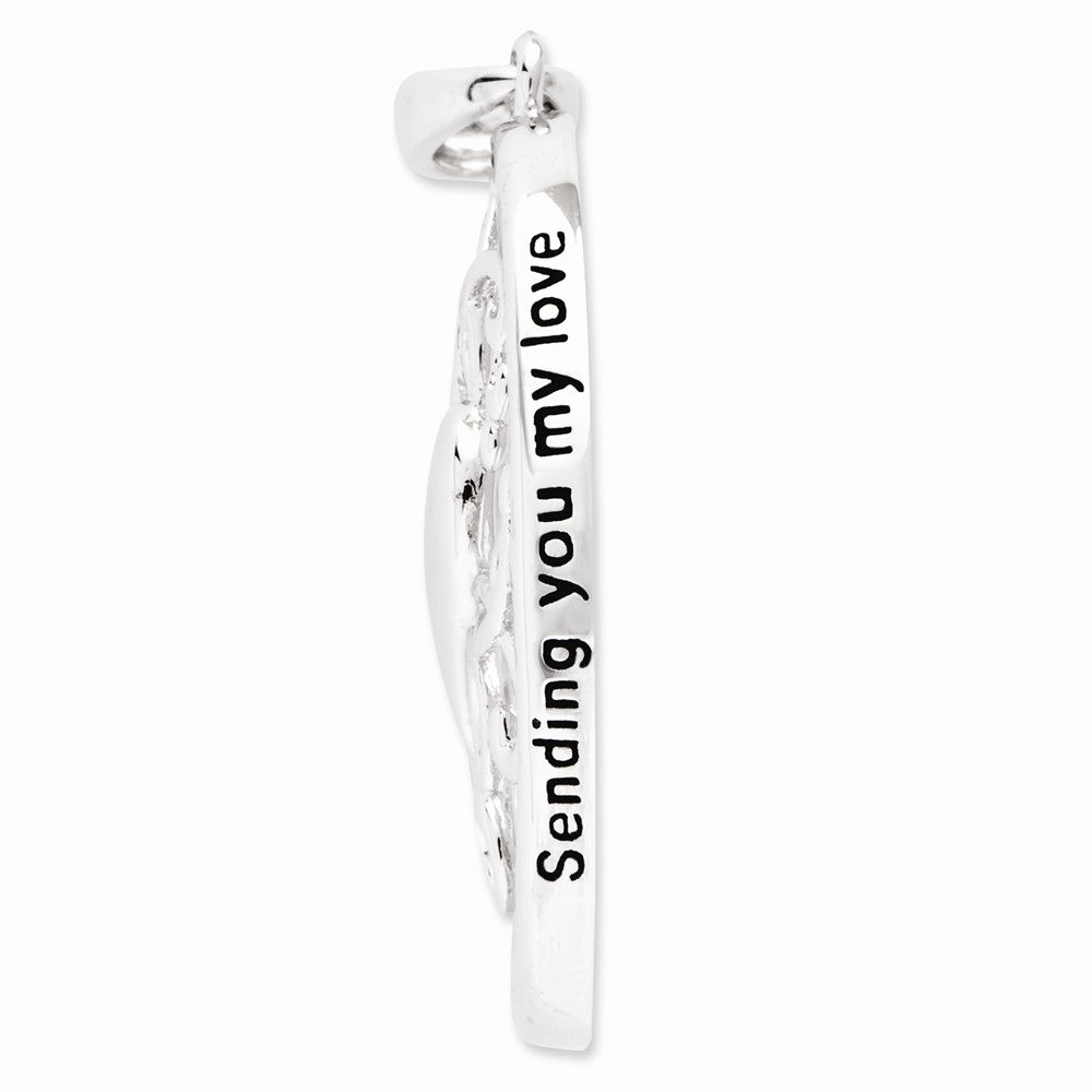 Alternate view of the Rhodium Plated Sterling Silver Sending You My Love Heart Necklace by The Black Bow Jewelry Co.