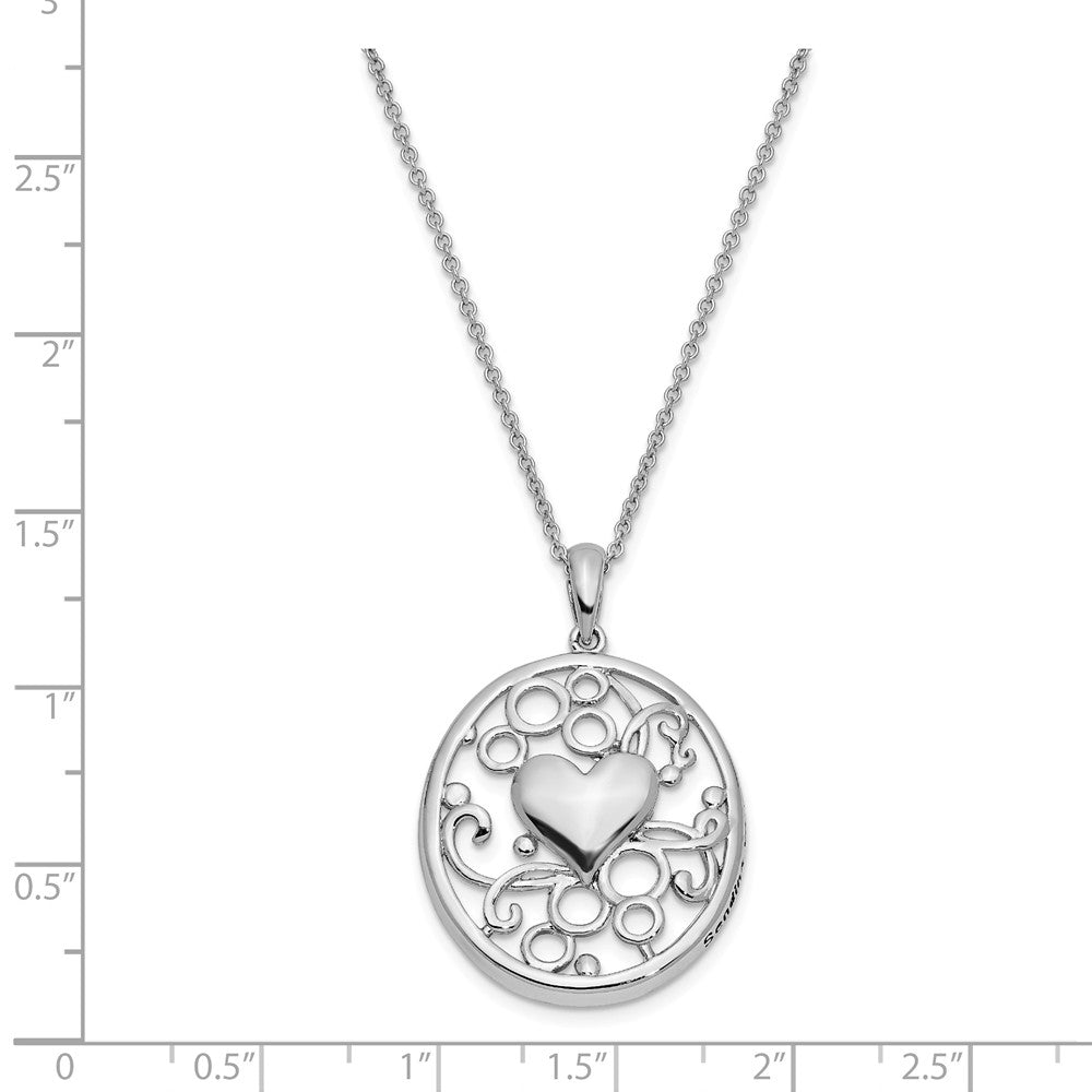 Alternate view of the Rhodium Plated Sterling Silver Sending You My Love Heart Necklace by The Black Bow Jewelry Co.