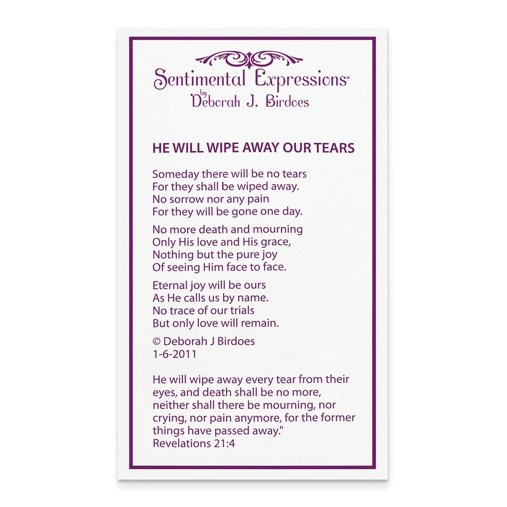 Alternate view of the Rhodium Plated Silver & CZ He Will Wipe Away Our Tears Necklace, 18 In by The Black Bow Jewelry Co.