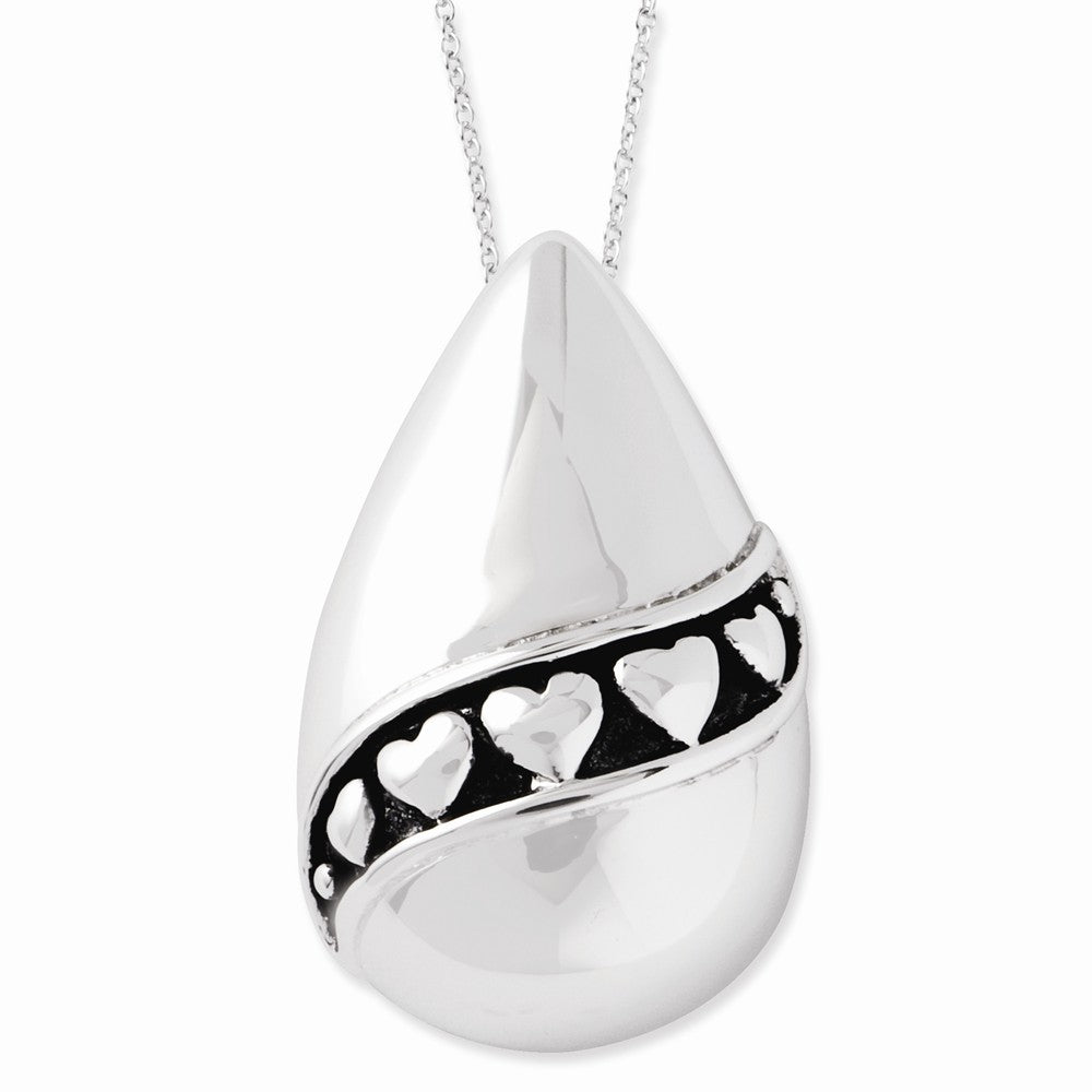 Rhodium Plated Sterling Silver Remembrance of Love Necklace, 18 Inch, Item N9421 by The Black Bow Jewelry Co.