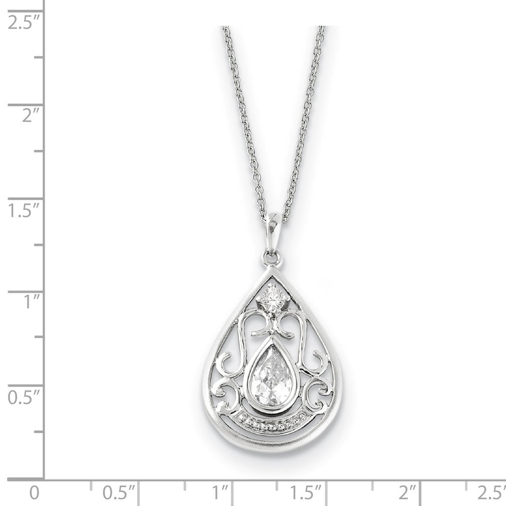 Alternate view of the Rhodium Plated Sterling Silver & CZ In Loving Memory Necklace, 18 Inch by The Black Bow Jewelry Co.