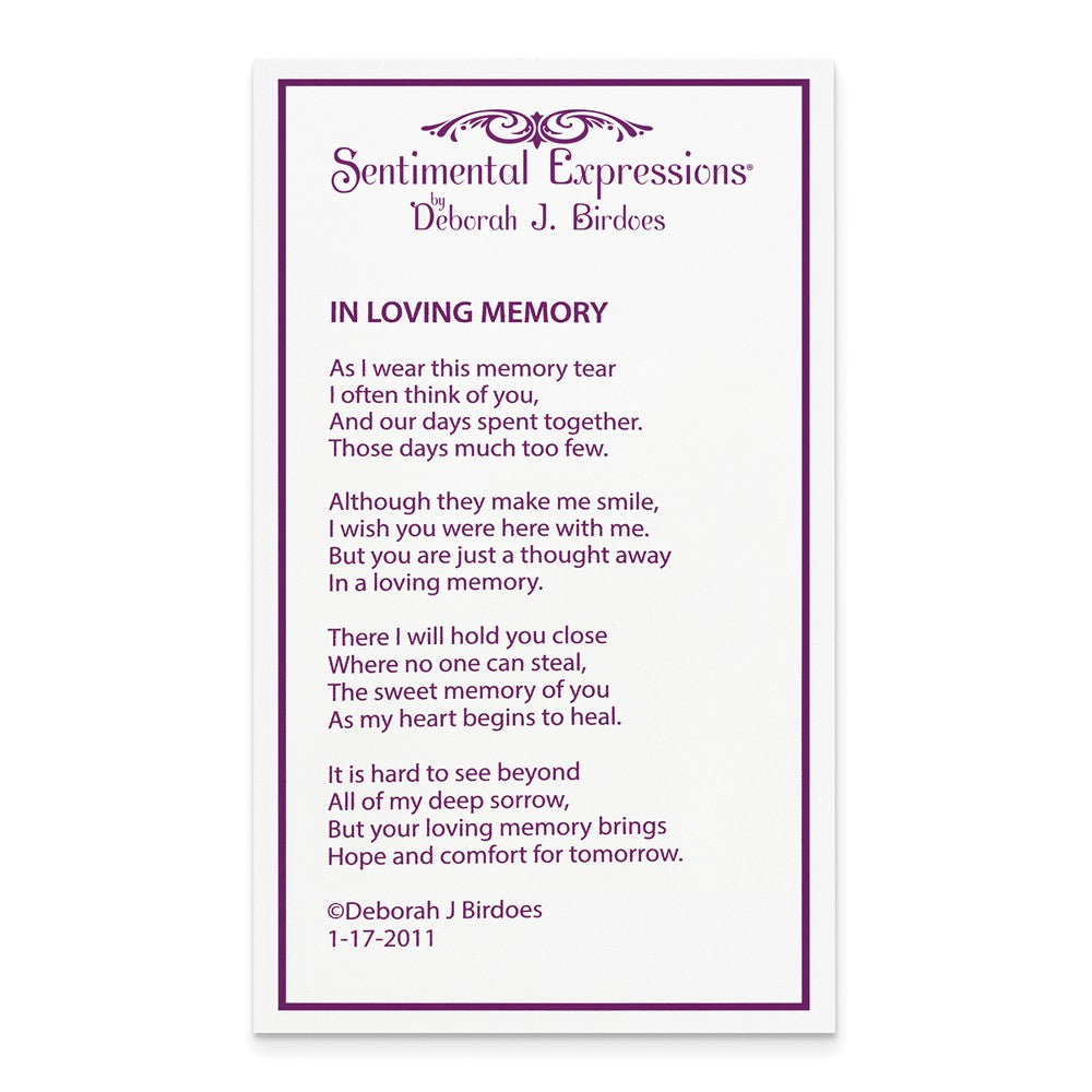 Alternate view of the Rhodium Plated Sterling Silver & CZ In Loving Memory Necklace, 18 Inch by The Black Bow Jewelry Co.