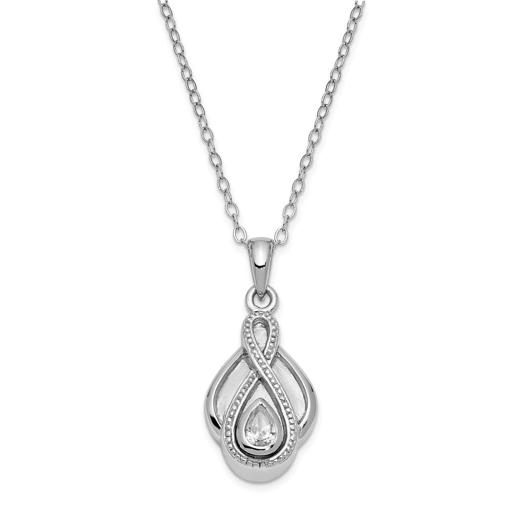 Sterling Silver & CZ Tear of Strength Ash Holder Necklace, 18 Inch, Item N9428 by The Black Bow Jewelry Co.