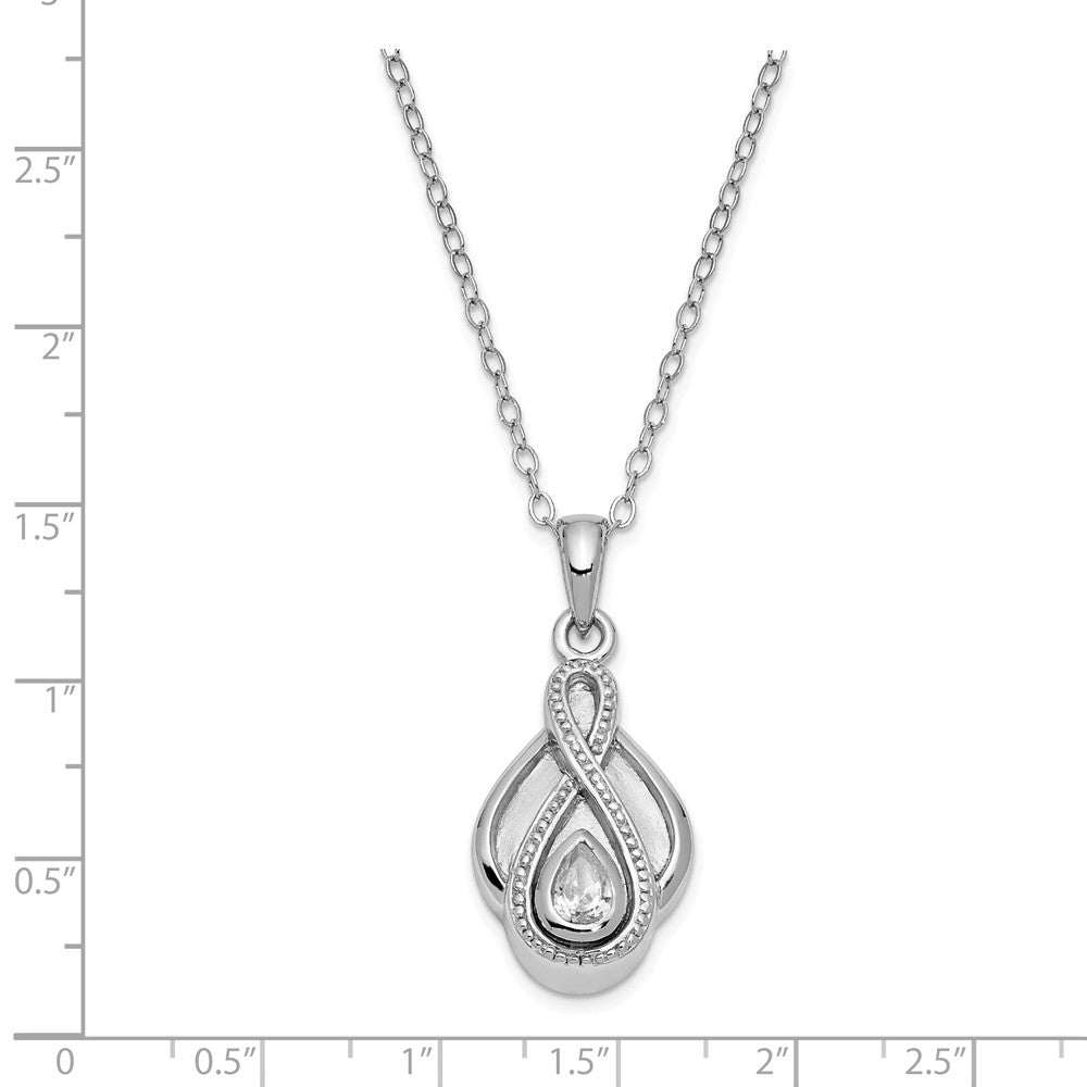 Alternate view of the Sterling Silver & CZ Tear of Strength Ash Holder Necklace, 18 Inch by The Black Bow Jewelry Co.