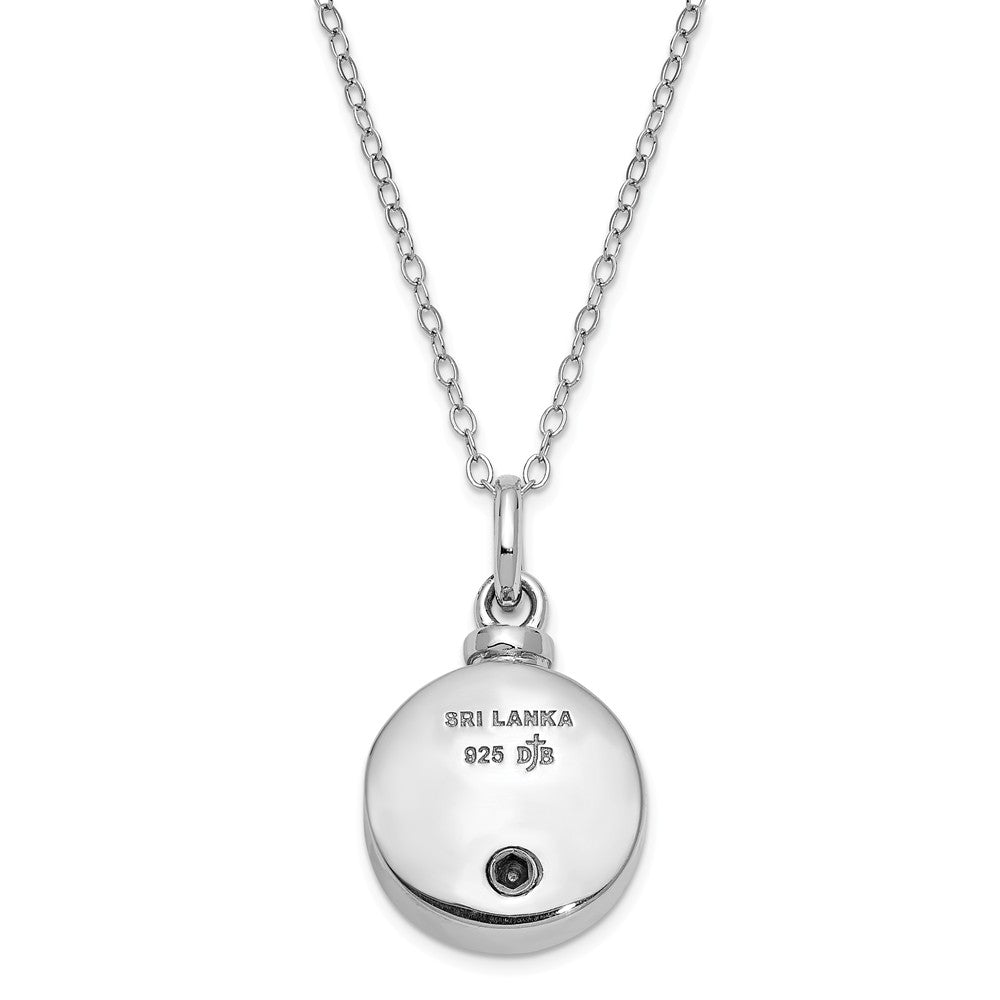 Alternate view of the Rhodium Plated Sterling Silver Round Tear Ash Holder Necklace, 18 Inch by The Black Bow Jewelry Co.