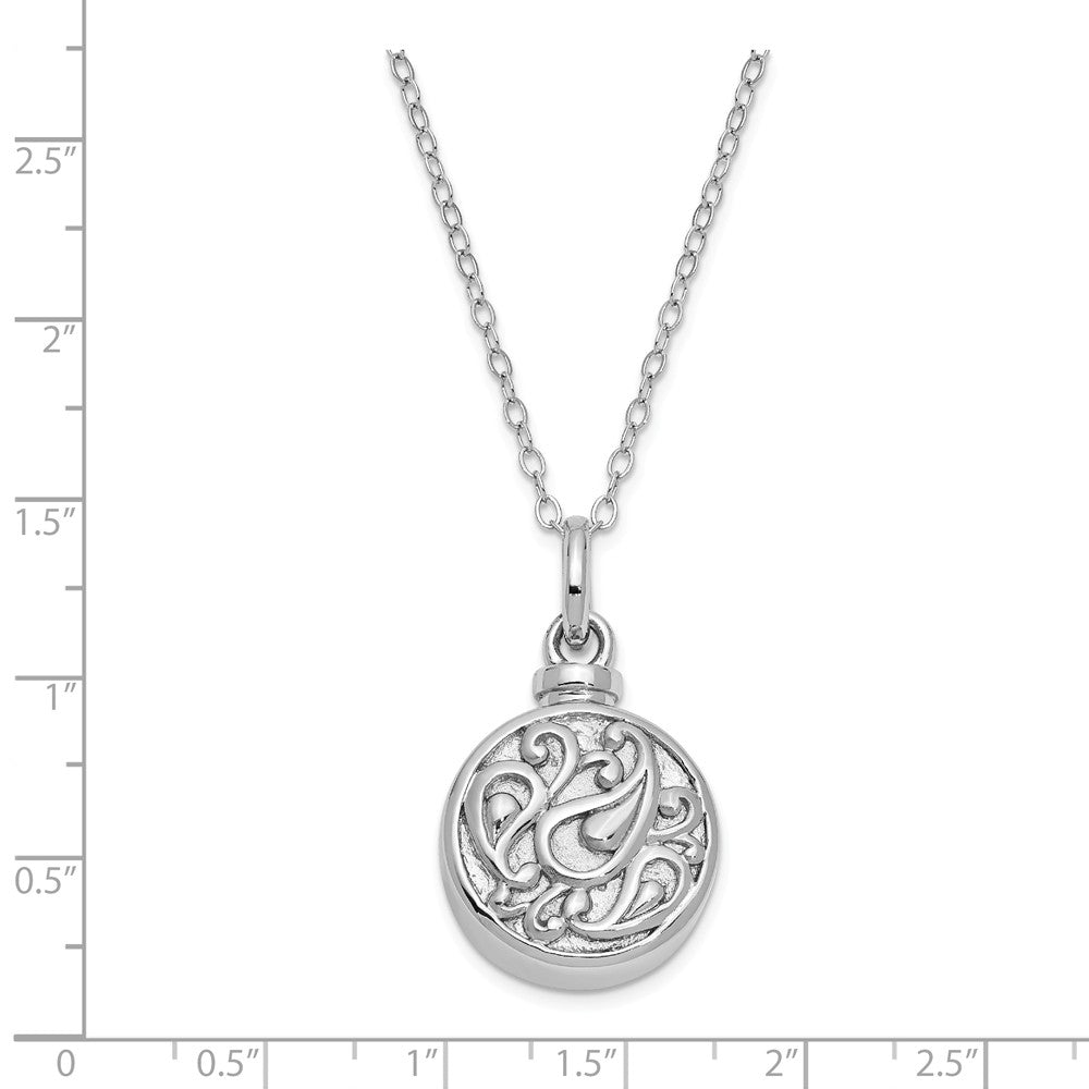 Alternate view of the Rhodium Plated Sterling Silver Round Tear Ash Holder Necklace, 18 Inch by The Black Bow Jewelry Co.