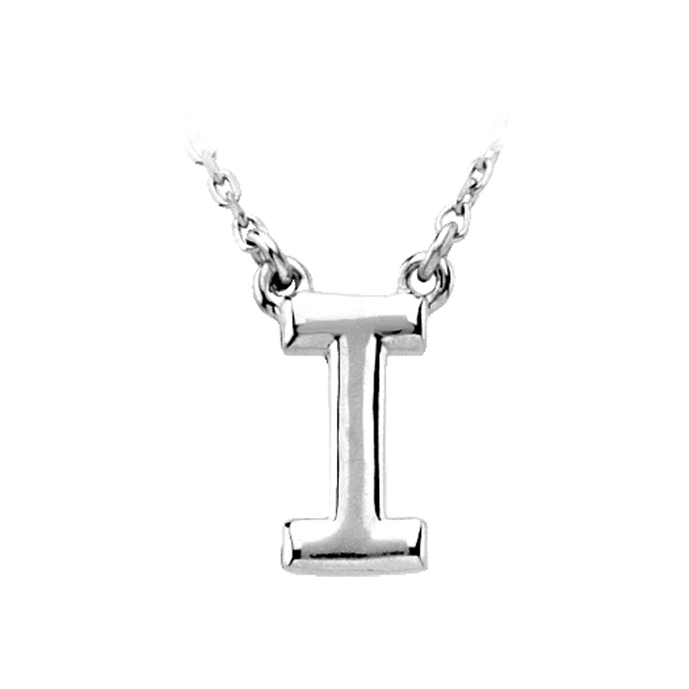 14K White Gold, Kendall Collection, Block Initial I Necklace, 16 Inch, Item N9626-I by The Black Bow Jewelry Co.