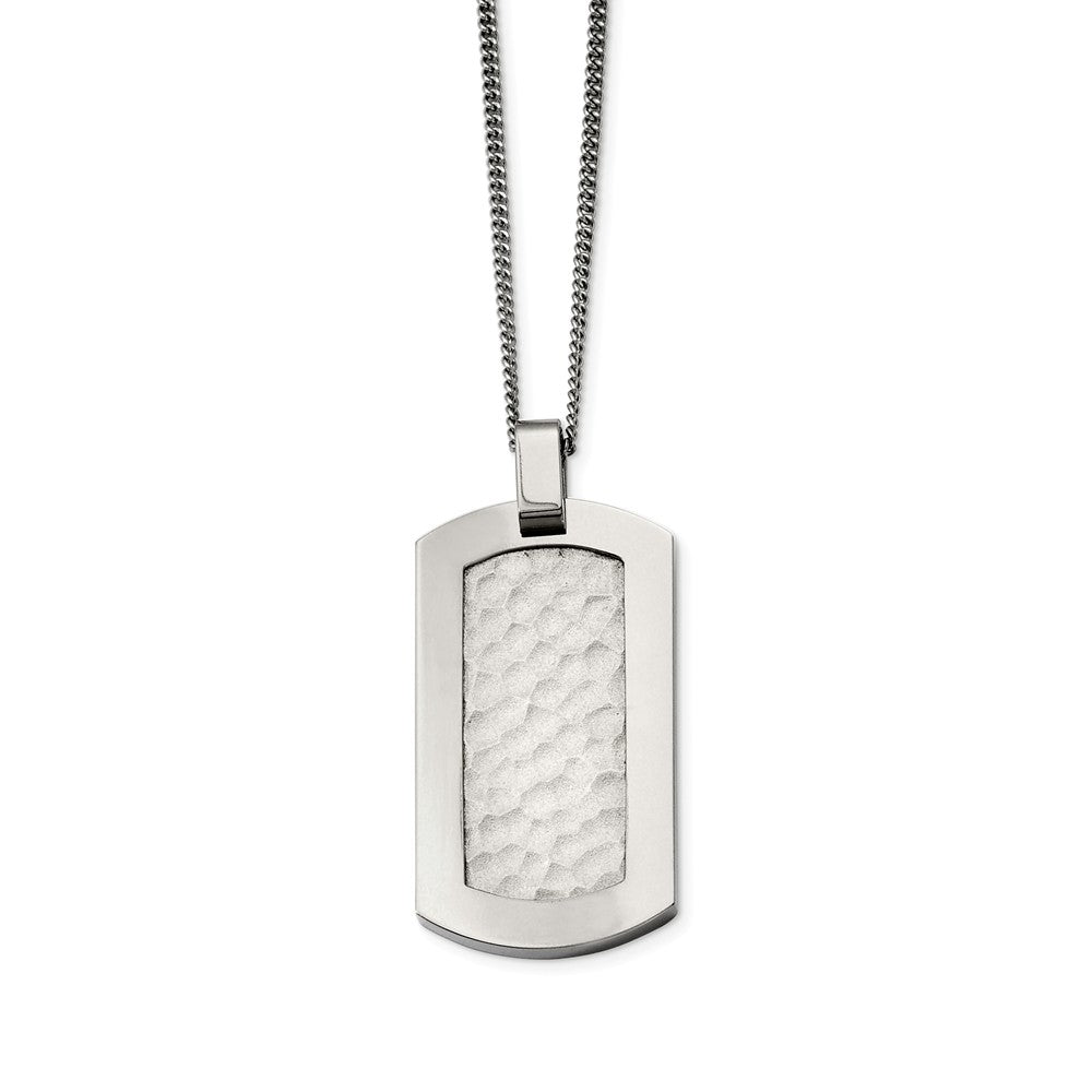 Titanium Hammered Dog Tag Necklace 22 Inch, Item N9646 by The Black Bow Jewelry Co.