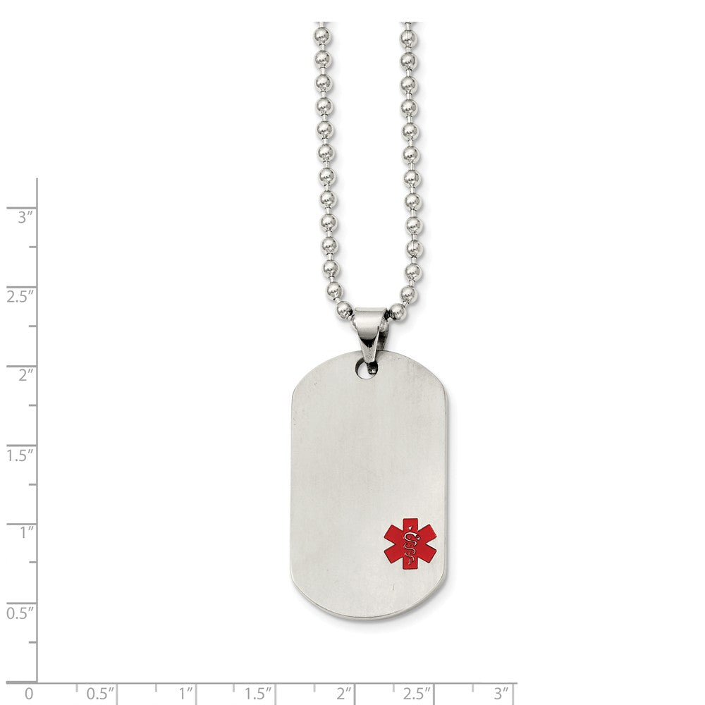 Alternate view of the Titanium Medical Dog Tag on Stainless Steel Necklace 22 Inch by The Black Bow Jewelry Co.