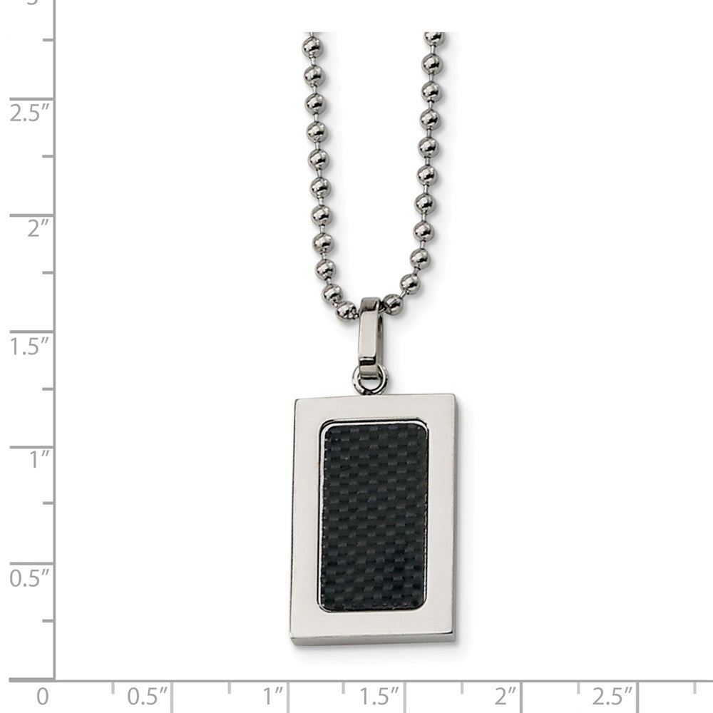 Alternate view of the Men's Stainless Steel Black Carbon Fiber Rectangular Necklace 22 Inch by The Black Bow Jewelry Co.