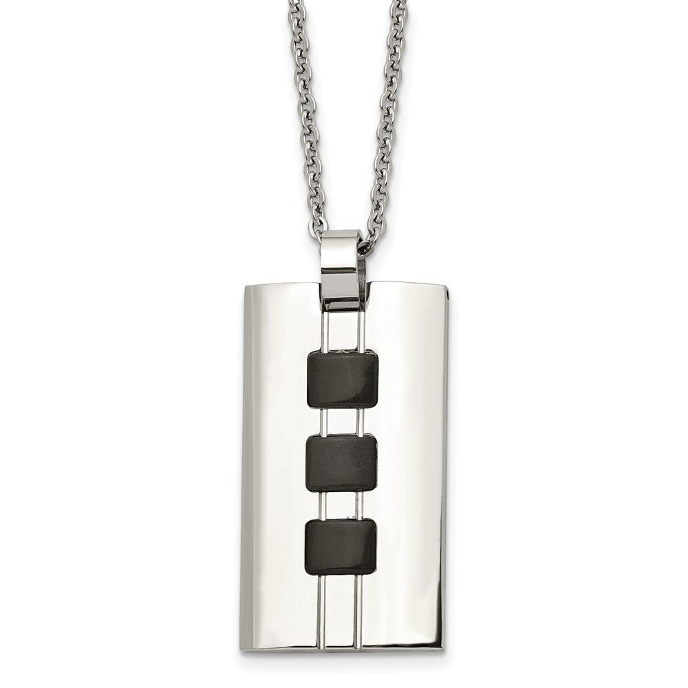 Men's Stainless Steel Black Accent Necklace 24 Inch, Item N9729 by The Black Bow Jewelry Co.